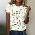 thumbnail image 2 of yoeyez Ladies Tops and Blouses Vintage Floral Crewneck Blouse Short Sleeve T Shirts Casual Summer Wildflower Plant Tee Shirts, 2 of 5