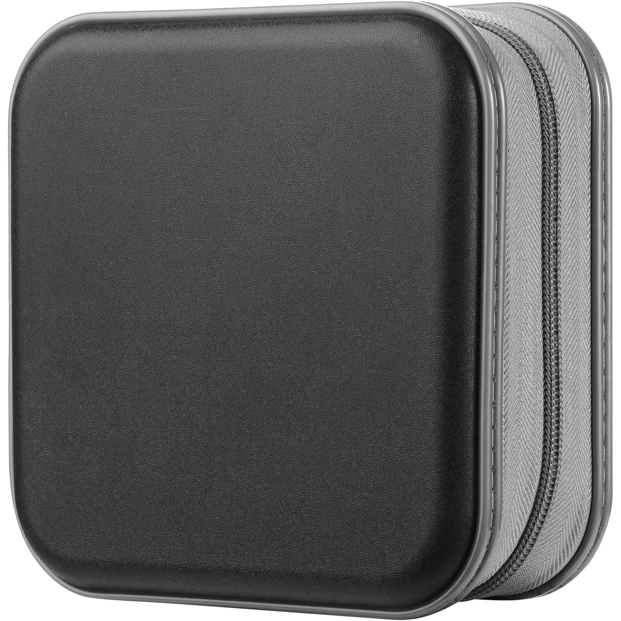 40 Capacity CD Storage Case, Hard Shell DVD Holder with Zipper ,Portable Disc Wallet for Car, Home & Travel, Organizes 40 Discs, Durable Plastic DVD Case (Black)