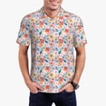 thumbnail image 3 of Balery Floral Ditsy Printed Men’s Short Sleeve Polo Shirt, Midweight Men's Shirt,Golf Polo shirts -XX-Large, 3 of 9
