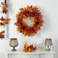 thumbnail image 4 of Nearly Natural Fall Acorn Plastic Thanksgiving Autumn Foliage Artificial Wreath, with Sunflower Berries 30" (Orange), 4 of 5
