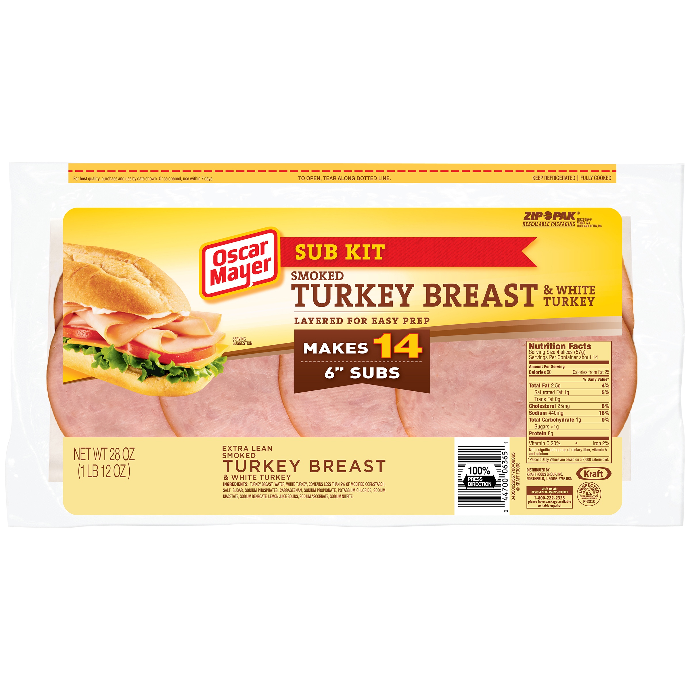 Oscar Mayer Smoked Turkey Breast Sub Kit, 28 Oz.