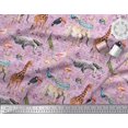 thumbnail image 3 of Soimoi Pink Silk Fabric Birds,Elephant & Giraffe Animal Printed Fabric 1 Yard 42 Inch Wide, 3 of 3