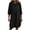 Black, variant on PEIBang Women's Solid Loose Round Neck Dress, 3/4 Sleeve Tiered Loose Midi Dress with Side Pockets for Daily Wear