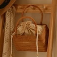 thumbnail image 3 of Bolso de playa para mujer, bolso de mimbre natural tejido a mano, paja de verano retro Rectángulo Yuyangstore Bolso de paja, 3 of 8