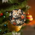 thumbnail image 4 of Welcome Fall Cat with Flowers Ceramics Ornaments Funny Cat Keepsake Ceramic Ornament Collectible Present Gift Xmas Tree Decoration Funny Gifts for Women/Men, 4 of 8