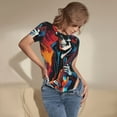thumbnail image 3 of Rateoe Rock Skull Singer Printed Women Rash Guard Short Sleeve,Tummy control Swimsuit Surfing Swimsuit Bathing Suit Short-sleeved Onesie UPF 50+, 3 of 6