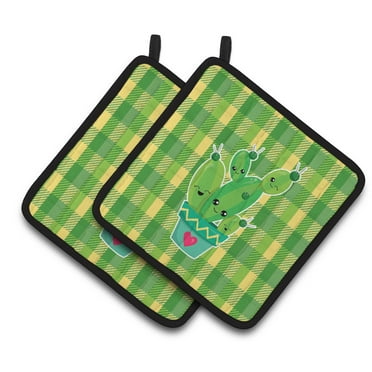 Caroline's Treasures Cactus Striped Plaid Pair of Pot Holders