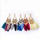 thumbnail image 1 of 5 pares de pendientes largos de plumas con flecos en V con cuentas Boho borla Long Dr JM, 1 of 5