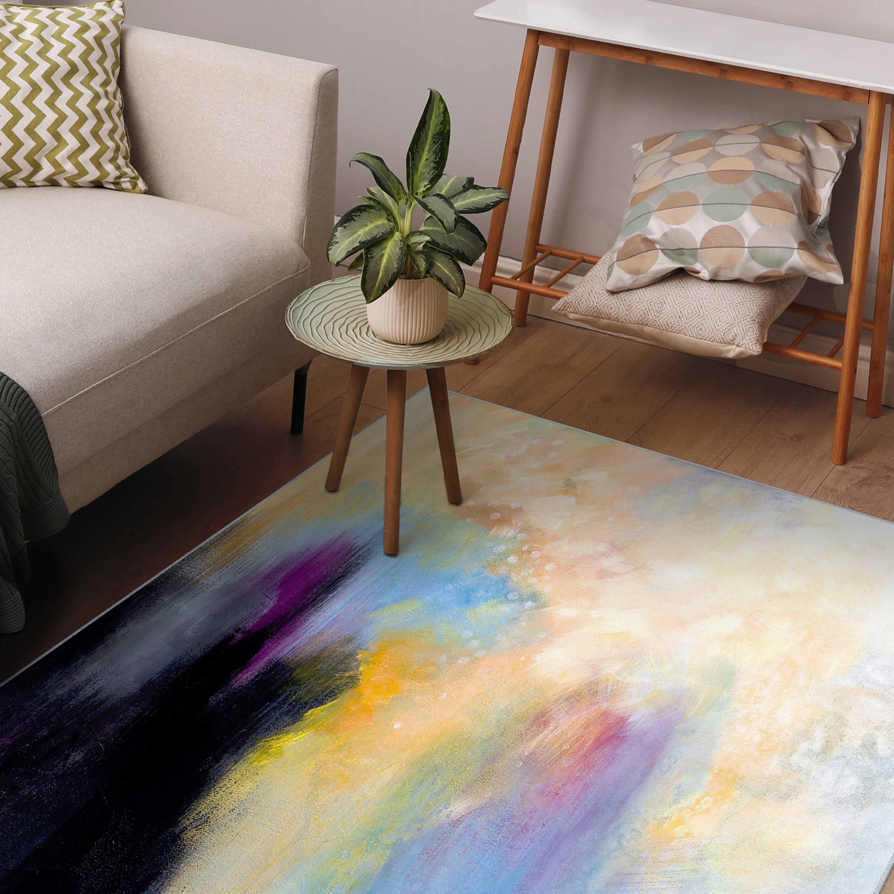 Big Splash Washable Abstract Art Area Rug size 5'x8', Power-loomed, Heavenly Softness with Non-Slipping Backing