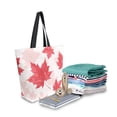 thumbnail image 2 of Open Top Canvas Tote Bag with Zipper Reusable Shopping Bag 13.5x15" Roomy Carryall Red Maple Leaves Pattern, 2 of 9