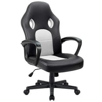 Lacoo Faux Leather Computer Gaming Chair Office Desk Chair with Lumbar Support, White