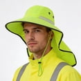 thumbnail image 5 of High Visibility Reflective Sun Hat with Neck Flap Wide Brim Work Safety Boonie Hats Adjustable Bucket Cap for Men Women, 5 of 6