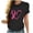 Black, variant on WREESH Womens Fashion T-Shirts Spring Summer Casual Round Neck Printed Short Sleeved T-Shirt Top Pullover Red