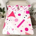 thumbnail image 2 of Cute Pink and White Queen Bed Sheets Set,Abstract Geometric Bedding Set Room Decor,Colorful Polka Dot Triangle Sheets Geometry Aesthetic Fitted Sheet Set 4Pcs, 2 of 7