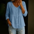 thumbnail image 2 of Women's Casual Short Sleeve V Neck Tops Shirts Blouses Solid Color Crewneck Quarter Sleeve Loose Fit Tee for Daily Wear Business Office Vacation and Fashion Essential Gift for Women, 2 of 9