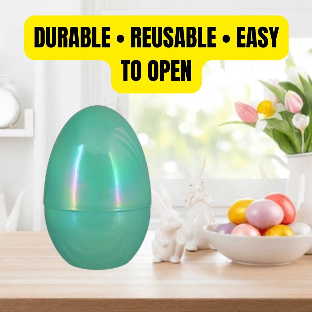 Greenbrier International Iridescent Jumbo Plastic Easter Egg 12 Inch, Reusable Fillable Egg for Hunts, Baskets & Crafts with BONUS LaPrima Morceau Bonbon