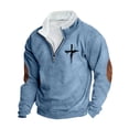 thumbnail image 3 of DDAPJ pyju Men's Quarter Zip Sweatshirt Jesus Cross Graphic Prints Mock Neck Long Sleeve Pullover Sweatshirts Christian Faith Sweatshirt Big and Tall Streetwear Tops Sky Blue XXXL, 3 of 4