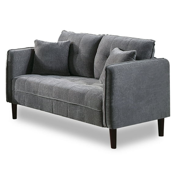Furniture of America Mjuk Chenille Tufted Loveseat, Dark Gray