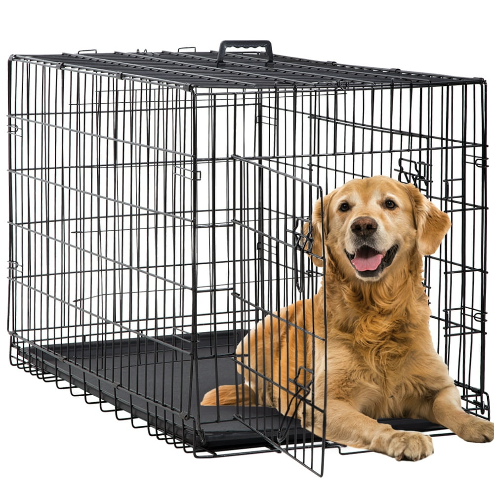 BestPet Folding Dog Crate with Divider and Tray, 42"L