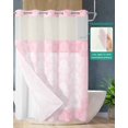 thumbnail image 2 of No Hook Shower Curtain with Snap in Liner, Vintage Pink European Floral Pattern Hotel Shower Curtains for Bathroom, Washable Shower Curtain Liner Set with Mesh Top Window, 66"x72", 2 of 6
