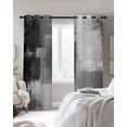 thumbnail image 3 of Grey Blackout Curtains, Light Blocking Print Window Curtains, Modern Oil Painted Art Abstract Geometric Thermal Insulated Window Drapes for Living Room Kitchen Cafe 2 Panels, 55"W x 39"L, 3 of 9
