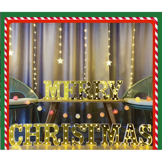 FELIZ NAVIDAD para decoraciones navideñas, decoración interior del hogar, decoraciones navideñas, letras LED, luces navideñas