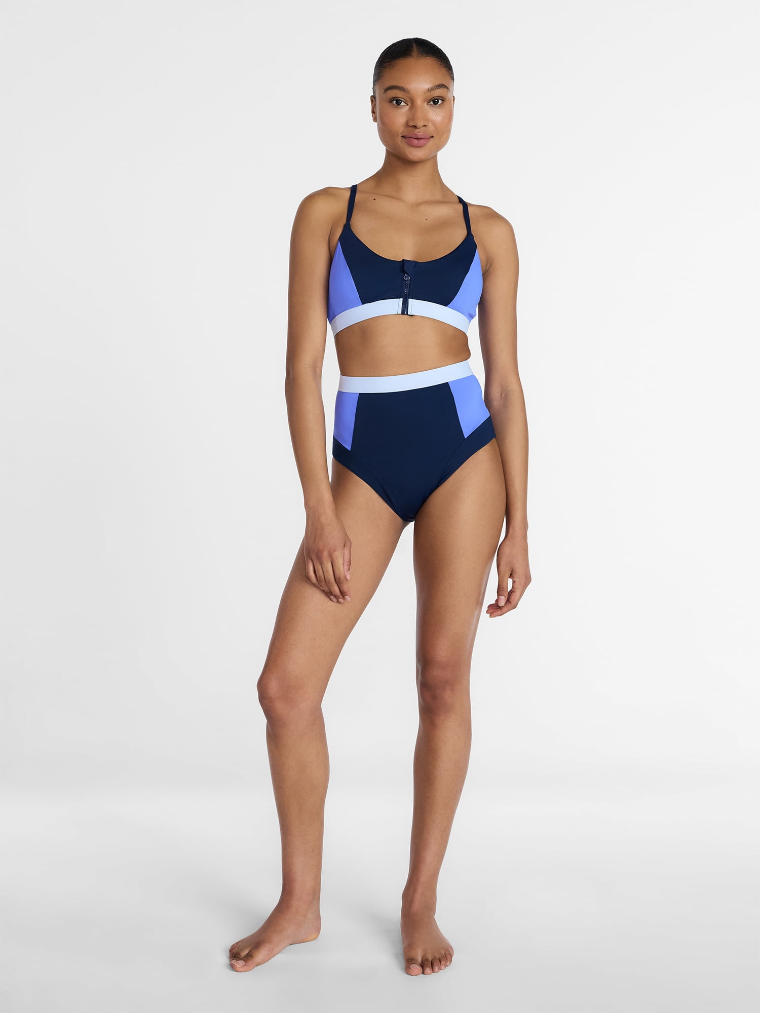 Ozark Trail Women's and Women's Plus Size Zip Front Swim Top, Sizes XS-1X