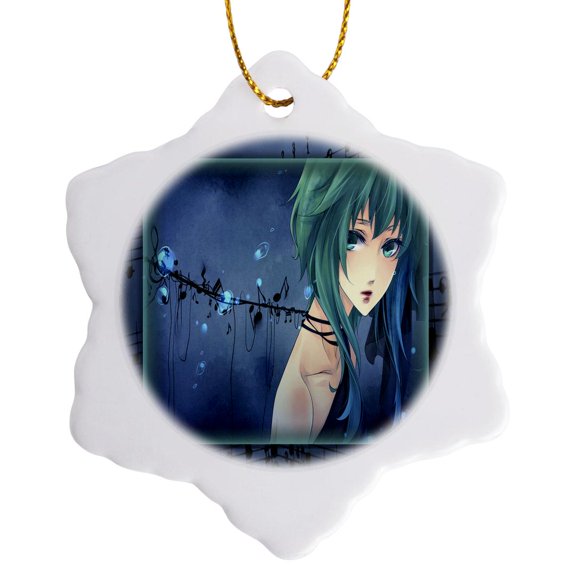 3drose, Anime and Notes, 3 inch Snowflake Porcelain Ornament