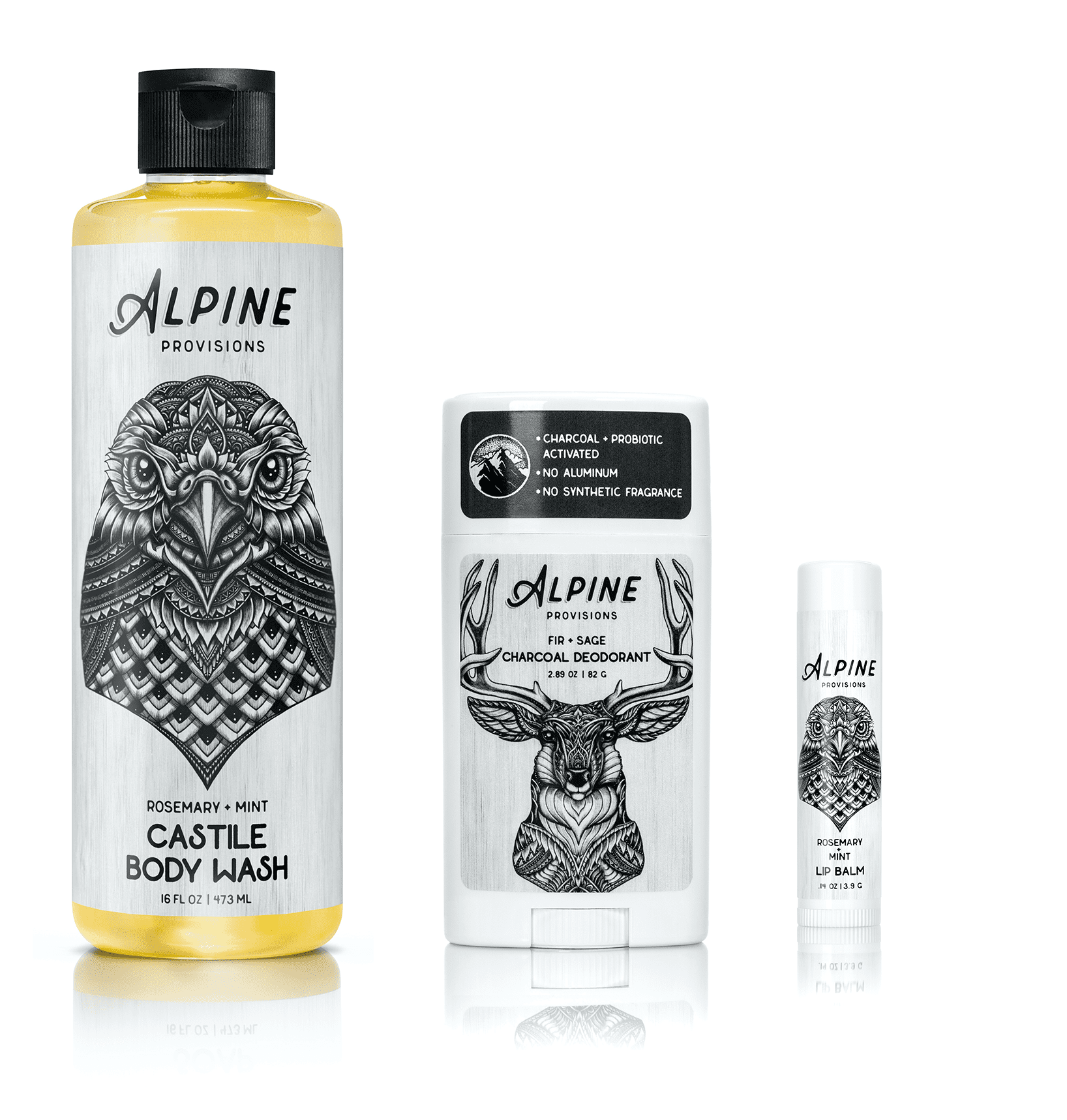 Alpine Provisions, Organic Body Wash, Deodorant and Lip Balm Bundle