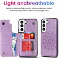thumbnail image 2 of Case for Samsung Galaxy S23 5G, Premium PU Leather Flip Case [Two Magnetic Clasp] [Card Slots] Stand Function Embossed Mandala Pattern Flower Durable Soft TPU Back Wallet Cover - Flower Purple, 2 of 7