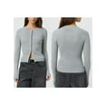 thumbnail image 2 of Gupgi Women Knit Cardigan Autumn Sweater Solid Color Long Sleeve Round Neck Button Up Ribbed Knitwear, 2 of 7