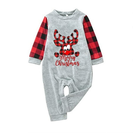 

women Christmas pajamas for family matching outfits son daughter sets soft Gray Fashionable Christmas Print Family European And American Pajamas Parent-child Suit Baby