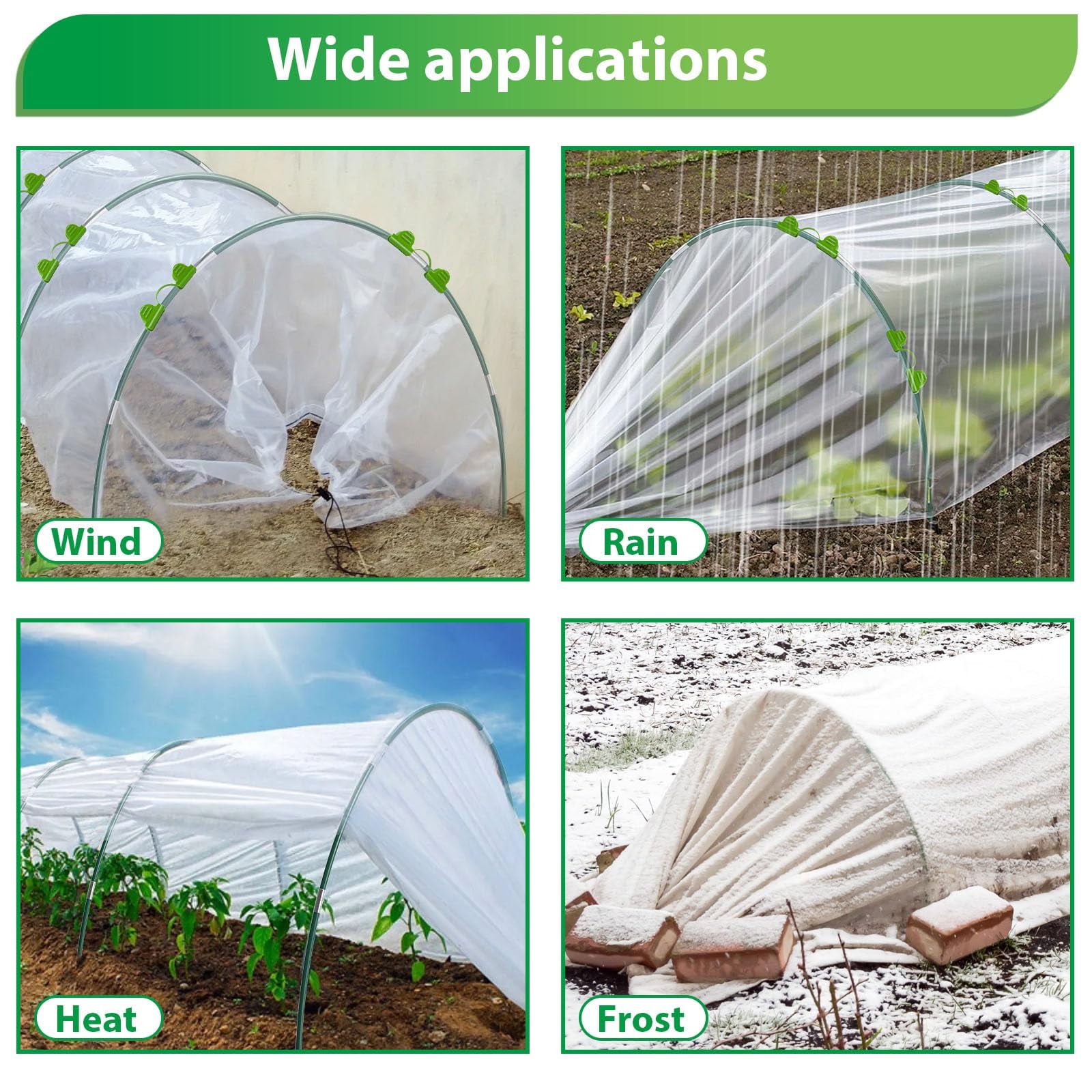 60Pcs Garden Hoops for Raised Beds,12 Sets of 7FT Greenhouse Hoops Grow Tunnel, Rust-Free Fiberglass Support Hoops Frame for Netting Shade Cloth Cover, DIY Plant Support Garden Stakes