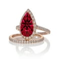 thumbnail image 1 of 2 Carat Emerald and Diamond Halo Bridal Ring Set on 10k Rose Gold, 1 of 2
