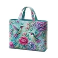 thumbnail image 2 of Hummingbird Tote Bag with Floral Pattern, Embroidered Style Polyester Shoulder Handbag, Lightweight Shopping and Commuter Purse for Women, 2 of 6