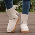 thumbnail image 2 of Platform Snow Boots for Women Stitching Suede High Top Lace up Buckle Strap Warm Furry Lined Winter Booties A 8, 2 of 8