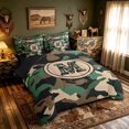 thumbnail image 2 of meiyoeat Camo Letter M Twin Bedding for Boys, Vintage Camouflage Bedding Comforter Set for Bedroom, Green, Black Reversible, 7-Piece, 2 of 6
