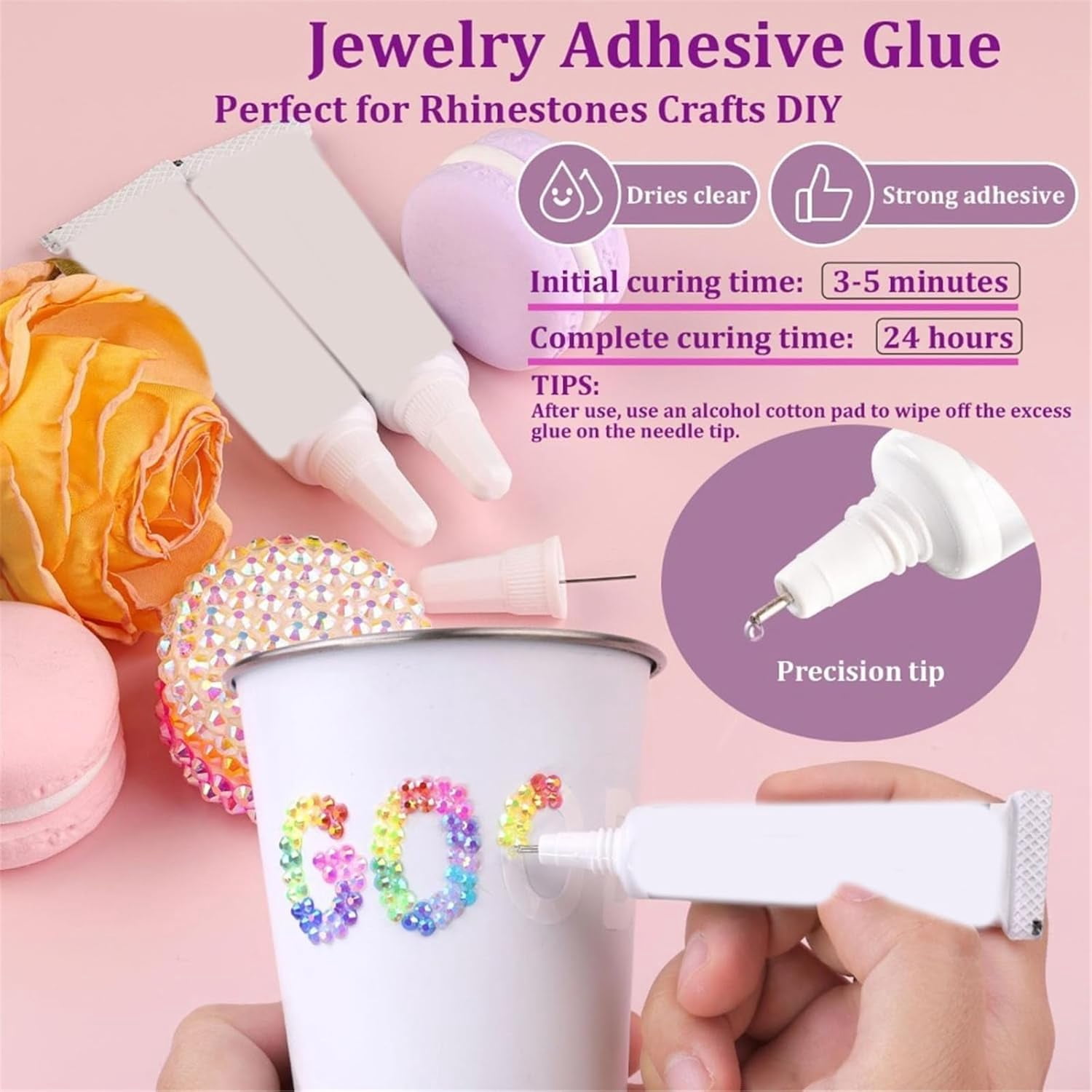 Resin Jelly Rhinestones Kit for Bedazzling, 3 Pcs Adhesive & Tools, Multicolor Assorted Shapes for Clothing, Crafts, DIY Jewelry Making