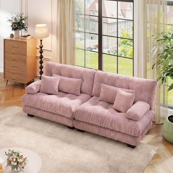 Timbernest 94.4" Sectional Sofa, Cloud Loveseat, 2 Seater Chenille Couch with Deep Seat for Living Room, Pink