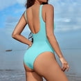thumbnail image 4 of TAIAOJING One Piece Swimsuit Women Casual Solid V Neck Sexy High Waisted Jumpsuit Bikini Split Swimwear Bathing Suits, 4 of 5
