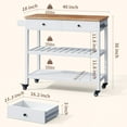 thumbnail image 2 of Kitchen Island Cart on Wheels with 2 Open Tiers Storage Shelves, White, 2 of 9