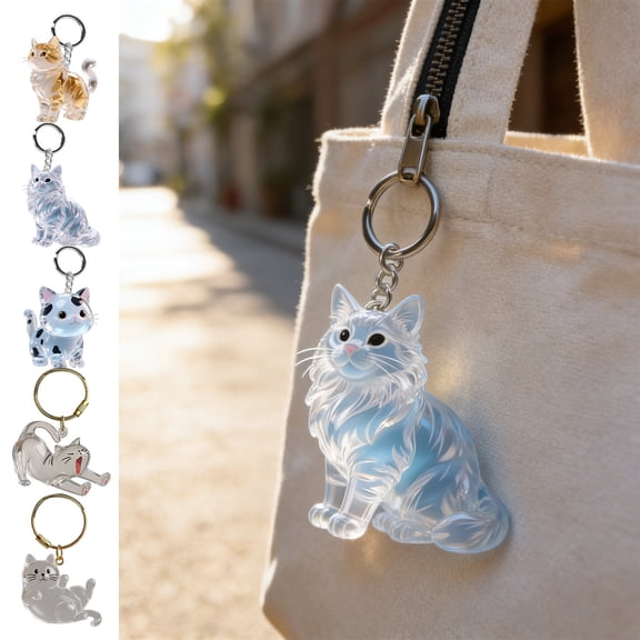 Cat Hair Collector Keychain Charm Memorial Storage Box Transparent Window for Pet Hair Keepsake Keyring for Collecting Hair Portable Pet Memory Capsule by MPOISVA
