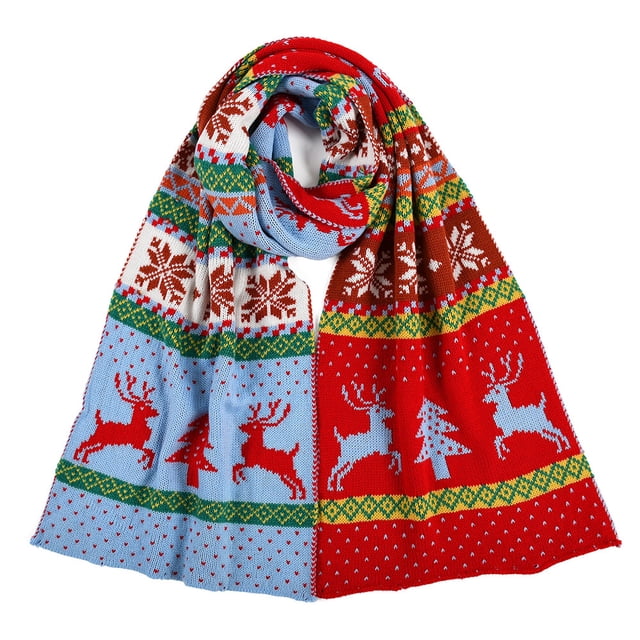 Bufanda de alce de Navidad de invierno Desiderio Chal geométrico de nieve cálida Bufanda larga y gruesa de punto