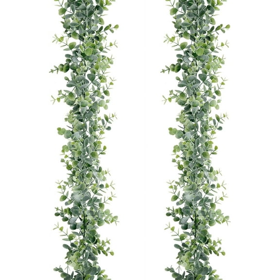 Nvzi Artificial Eucalyptus Garland 2 Pack Fake Eucalyptus Greenery Garland Faux Hanging Plants Artificial Vines, 6 Feet