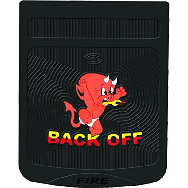Black 24" x 30" "Little Devil, Back Off" Fiberglass Reinforced Rubber Semi Truck Mud Flaps Pair