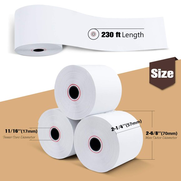 TK Thermal King, 2-1/4" x 230' Thermal Credit Card Paper Receipt Paper Compatible with Verifone VX610 Nurit 8020 Ingenico iWL255 and More(50 Rolls)
