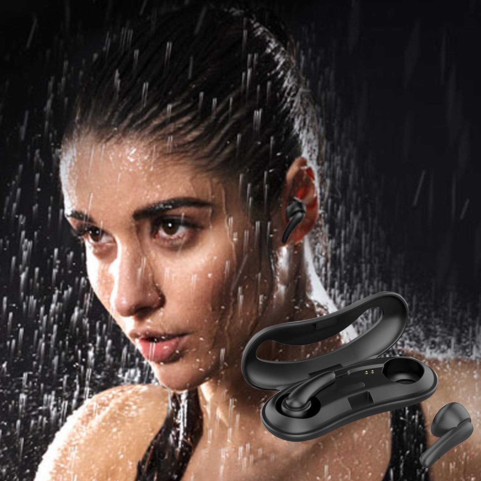 Hybrid Active Noise Cancelling Wireless Earbuds, 6 Mics ENC Clear Call, IPX8 Waterproof, in Ear Bluetooth 5.3 Headphones Stereo Bass Ear Buds 59H Playtime with LED Display 32 EQs via APP - Black