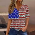 thumbnail image 2 of 4th of July Shirts Women Button Henley V Neck Tshirts American Flag Stars Stripes Graphic Tee Short Sleeve Summer Tops Dressy Casual Tunic Memorial Day Patriotic T Shirt Independence Day Outfits, 2 of 5