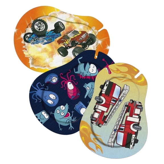 Ortopad® Bamboo for Boys, Adhesive Eye Patches, 30/Pack, Regular Size, Monster Truck, Glow in The Dark Monsters, Fire Truck