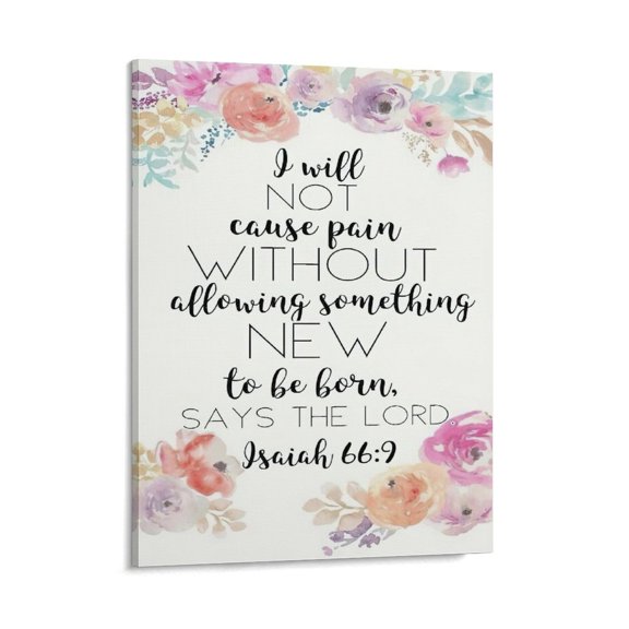 Inspirational Quotes Isaiah 66 9 Wall Art Bible Poetry Verses Framed Canvas Wall Art for Home Living Room Farmhouse Wall Decor Poster 16x20inch(40x50cm)